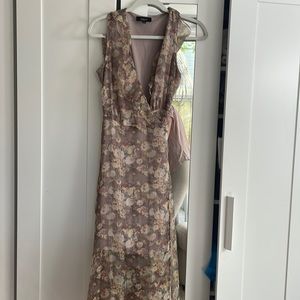Floor length floral neutral spring summer  dress